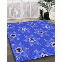 Patterned Sky Blue Rug, pat2521blu