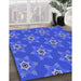 Patterned Sky Blue Rug in Family Room, pat2521blu