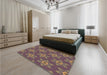 Patterned Dark Almond Brown Rug in a Bedroom, pat2521brn