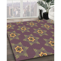 Patterned Dark Almond Brown Rug, pat2521brn