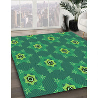 Patterned Medium Teal Green Rug, pat2521grn