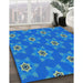 Patterned Blue Rug in Family Room, pat2521lblu