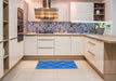 Machine Washable Transitional Blue Orchid Blue Rug in a Kitchen, wshpat2521