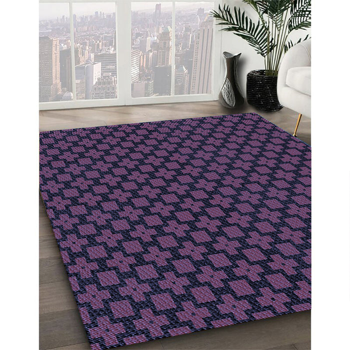 Patterned Deep Purple Rug in Family Room, pat2522blu