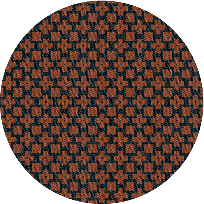 Square Patterned Coffee Brown Rug, pat2522lblu