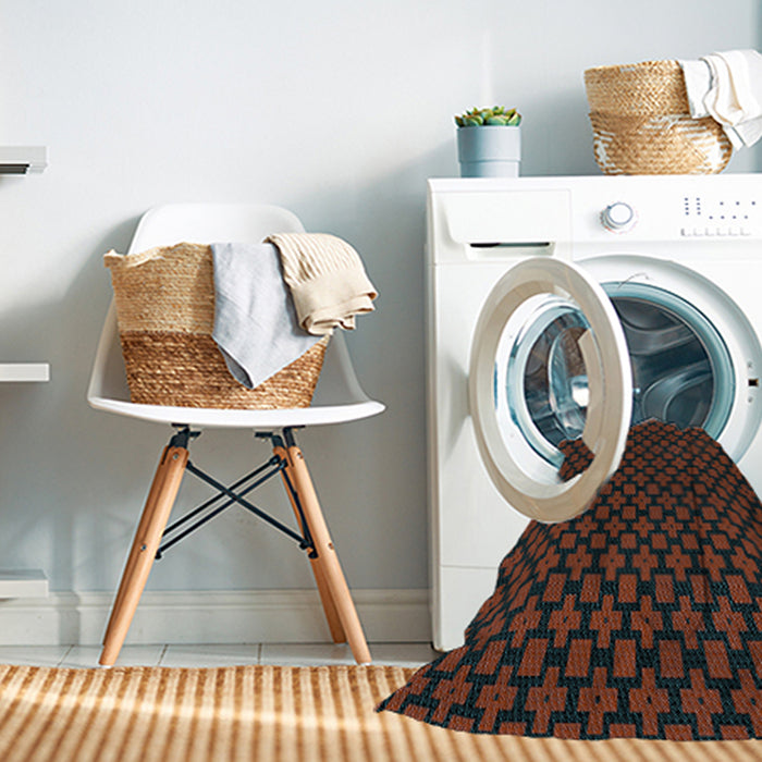 Machine Washable Transitional Coffee Brown Rug in a Washing Machine, wshpat2522lblu