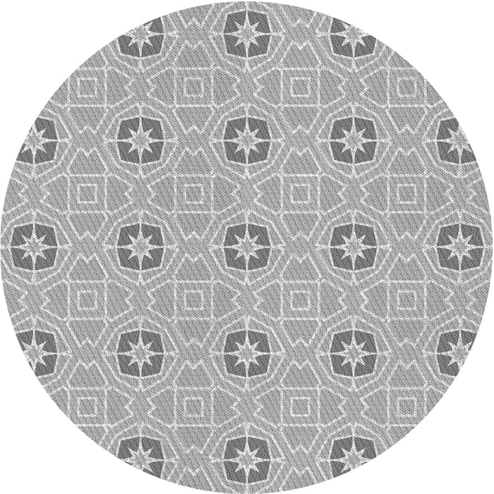 Square Patterned Platinum Silver Gray Rug, pat2523gry
