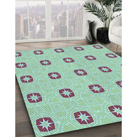 Patterned Green Rug, pat2523lblu