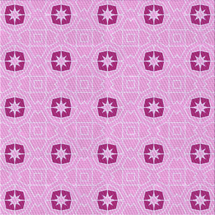 Round Machine Washable Transitional Blossom Pink Rug, wshpat2523pur