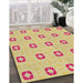 Patterned Harvest Gold Novelty Rug in Family Room, pat2523