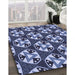 Patterned Blue Rug in Family Room, pat2524blu