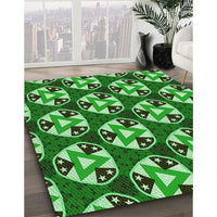 Patterned Deep Emerald Green Rug, pat2524grn