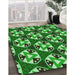 Patterned Deep Emerald Green Rug in Family Room, pat2524grn