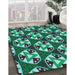 Patterned Turquoise Green Rug in Family Room, pat2524lblu