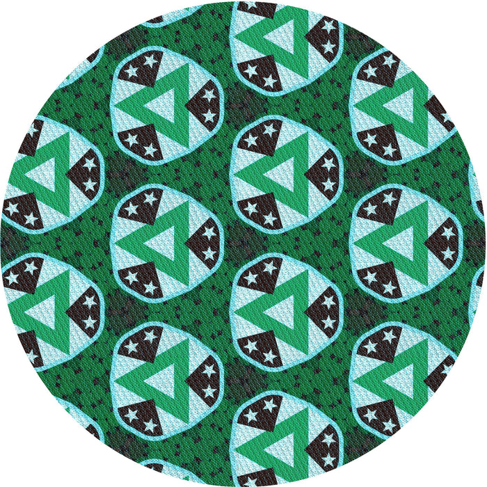 Square Patterned Turquoise Green Rug, pat2524lblu