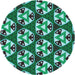 Square Patterned Turquoise Green Rug, pat2524lblu