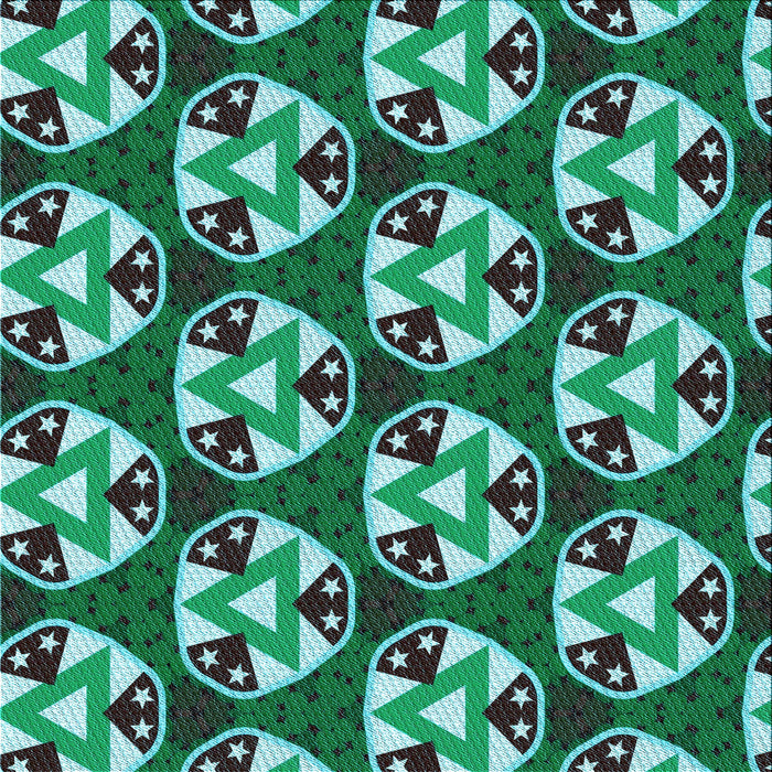 Round Patterned Turquoise Green Rug, pat2524lblu