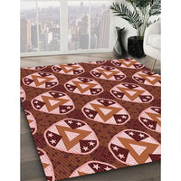 Patterned Tomato Red Rug, pat2524rd