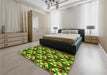 Patterned Yellow Green Rug in a Bedroom, pat2524yw