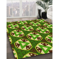 Patterned Yellow Green Rug, pat2524yw