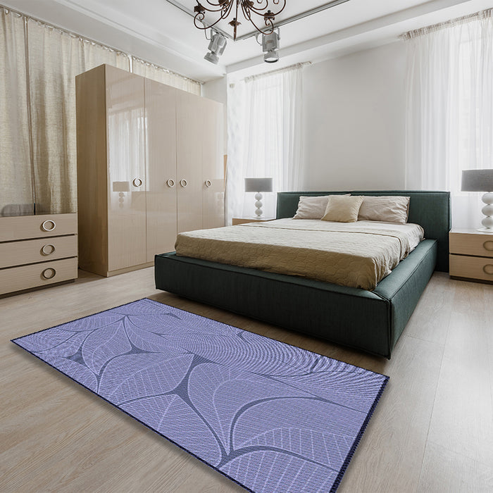Round Machine Washable Transitional Purple Rug in a Office, wshpat2525blu