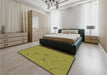 Patterned Olive Green Rug in a Bedroom, pat2525brn