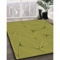 Patterned Olive Green Rug, pat2525brn