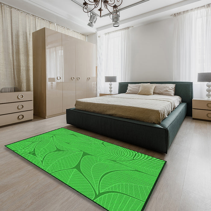 Patterned Lime Green Rug in a Bedroom, pat2525grn