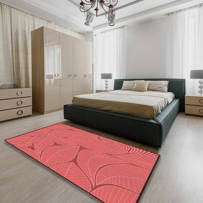 Round Machine Washable Transitional Red Rug in a Office, wshpat2525rd