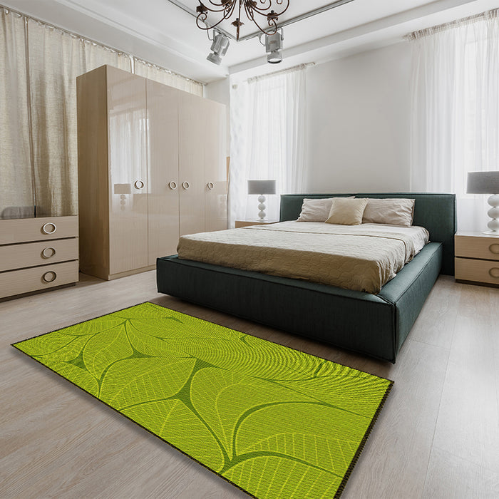 Round Machine Washable Transitional Pistachio Green Rug in a Office, wshpat2525yw