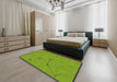 Machine Washable Transitional Seaweed Green Rug in a Bedroom, wshpat2525