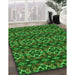 Patterned Dark Forest Green Rug in Family Room, pat2526grn