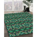 Machine Washable Transitional Medium Sea Green Rug in a Family Room, wshpat2526lblu