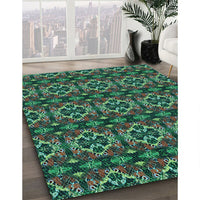 Patterned Medium Sea Green Rug, pat2526lblu