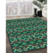 Patterned Medium Sea Green Rug in Family Room, pat2526lblu