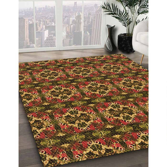 Patterned Sedona Brown Rug in Family Room, pat2526org