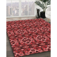 Patterned Cranberry Red Rug, pat2526rd