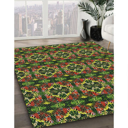 Patterned Red Novelty Rug in Family Room, pat2526