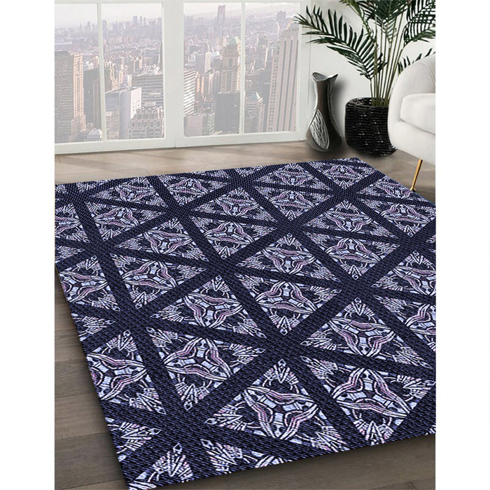 Patterned Periwinkle Purple Rug in Family Room, pat2527blu