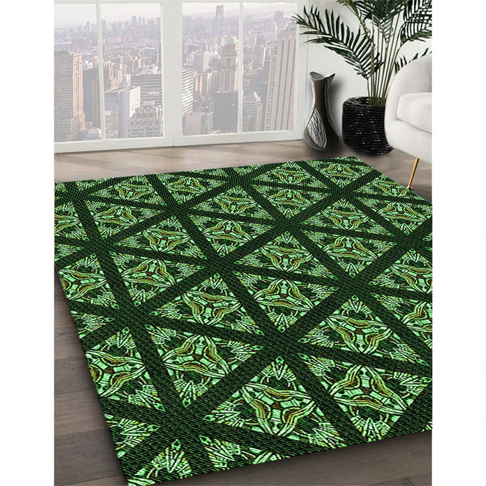 Machine Washable Transitional Black Rug in a Family Room, wshpat2527grn