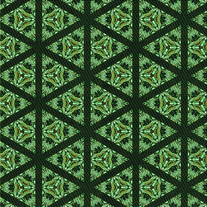 Round Patterned Black Rug, pat2527grn