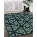 Patterned Mint Green Rug in Family Room, pat2527lblu
