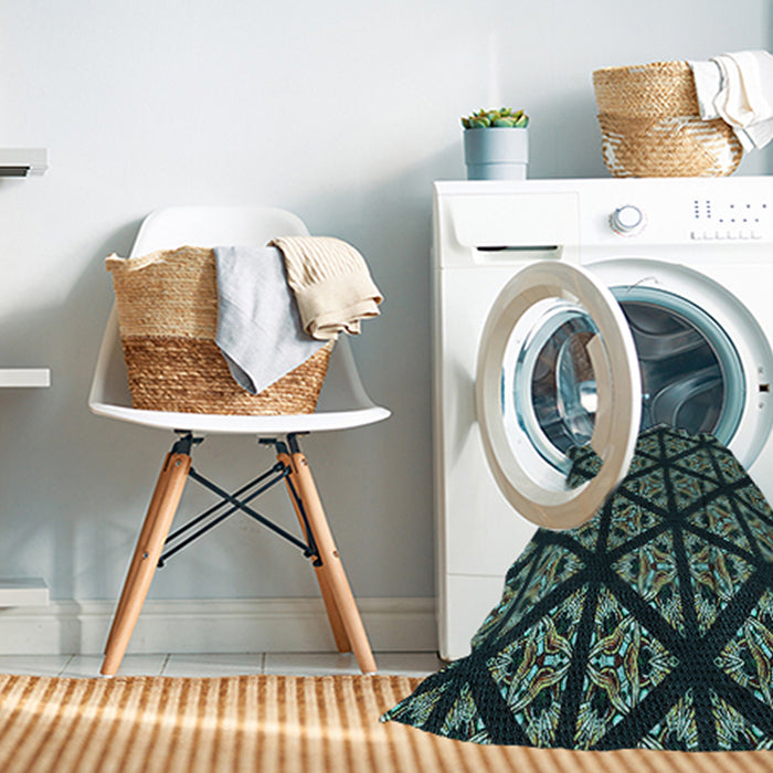 Machine Washable Transitional Mint Green Rug in a Washing Machine, wshpat2527lblu