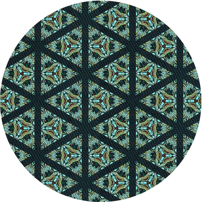 Square Patterned Mint Green Rug, pat2527lblu
