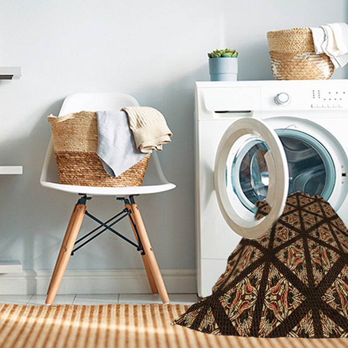 Machine Washable Transitional Black Brown Rug in a Washing Machine, wshpat2527org