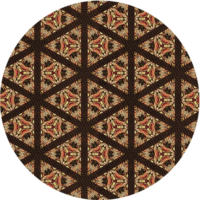 Square Patterned Black Brown Rug, pat2527org