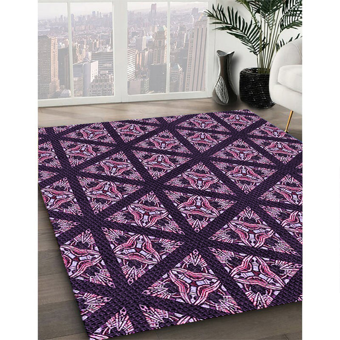 Patterned Orchid Purple Rug in Family Room, pat2527pur