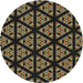 Sideview of Patterned Black Brown Novelty Rug, pat2527