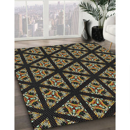 Machine Washable Transitional Black Brown Rug in a Family Room, wshpat2527