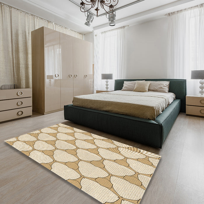 Round Machine Washable Transitional Peru Brown Rug in a Office, wshpat2528brn